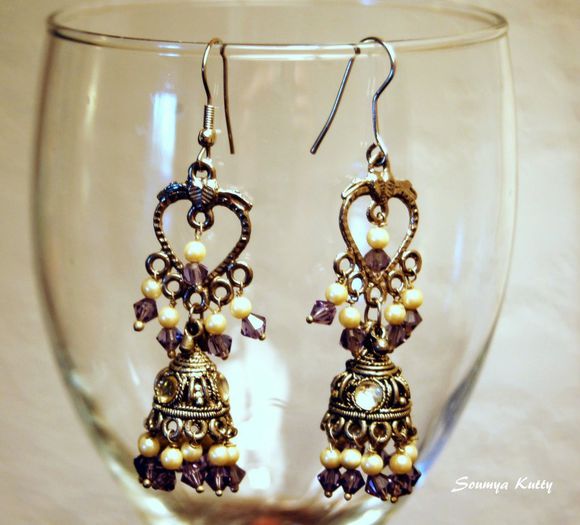 Pearl n Purple Jhumka