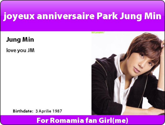 LMA in Franceza - Saengil chukha Hamnida Park Jung Min