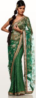 Sari_verde - Haine traditionale indiene