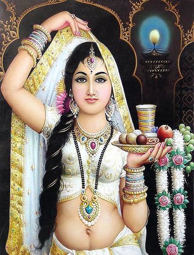Pujarini Indian woman - Picturi si desene cu india