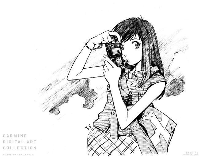 yande.re 85907 flcl monochrome sadamoto_yoshiyuki samejima_mamimi wallpaper - Samejima Mamimi