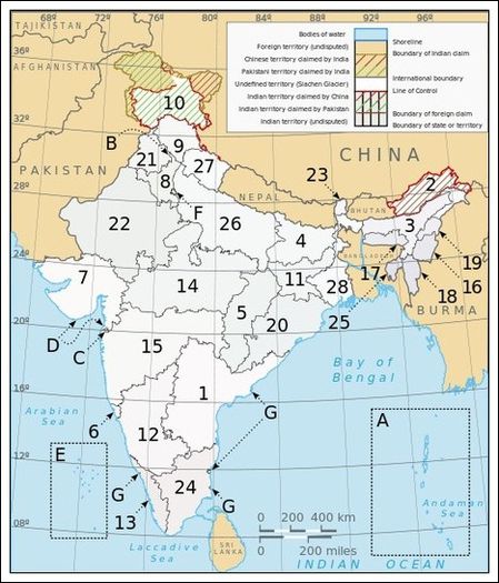 Political map(Harta politica) of India - 6-All about India