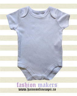 Body maneca scurta unisex alb(j) - Body maneca scurta fete