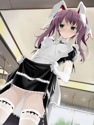 yande.re 214461 animal_ears bunny_ears maid mayo_chiki! okingjo skirt_lift stockings thighhighs usam