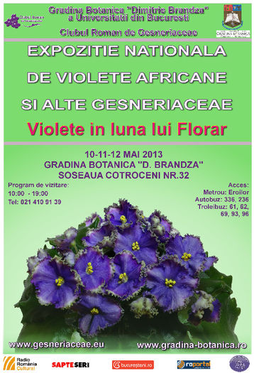 Afish_20130510_res - A - 10 - 12 Mai 2013 Expozitie de violete africane si alte Gesneriaceae Bucuresti Romania