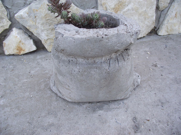 ghiveci din beton in punga