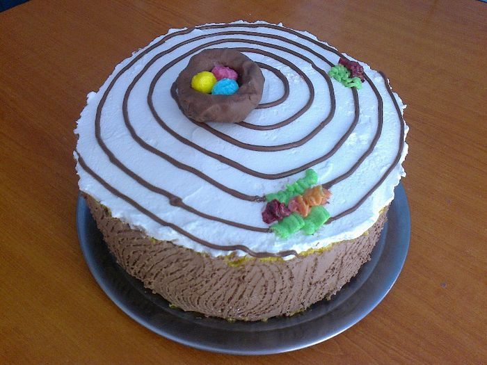 Tort buturuga -spirala cu crema de ciocolata si ganache ciocolata alba