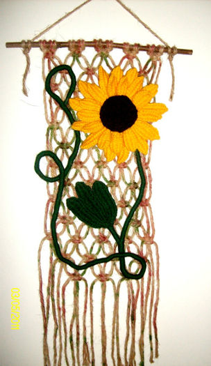 Panou din sfoara ,, Floarea soarelui ,, - Decoratiuni din sfoara-Decorazioni di corda