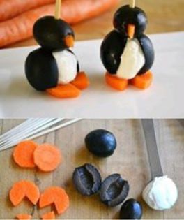 pinguini din masline - IDEI-bunatati pentru mese festive