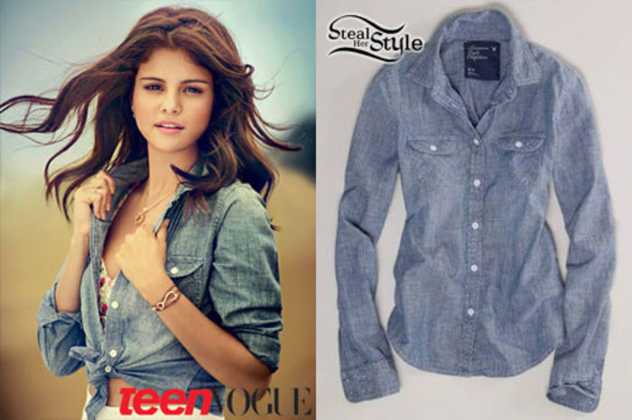 selena-gomez-denim-shirt - selena gomez-imbracaminte