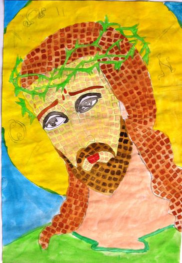 Rosiu Sarah 10 ani Iisus-PC Alba - Grile-Paint 9-11 ani