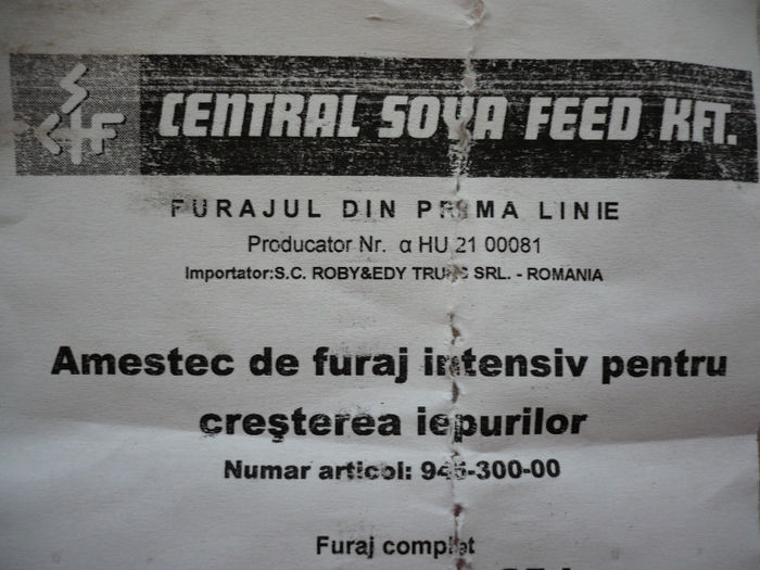 Central Soya Feed - Furaje Iepuri