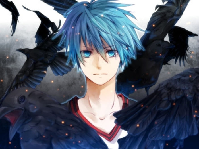 blue eyes blue hair artwork anime anime boys crows kuroko no basket kuroko tetsuya birds 1920x14_www