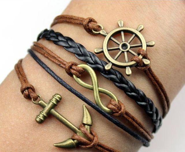 Free-Shipping-Handmade-Braided-PU-Leather-Cord-Bracelet-Vintage-Sideway-Alloy-font-b-Ship-b-font - bracelet