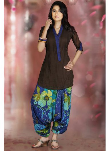 Faux Georgette Patiala Suit - Dhoti Salwar