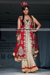 Lates-Bridal-Wear-Collection-Red-Off-White-Sharara - Sharara