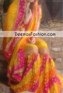 multi-color-bridal-mehndi-wear-ghrara - Sharara