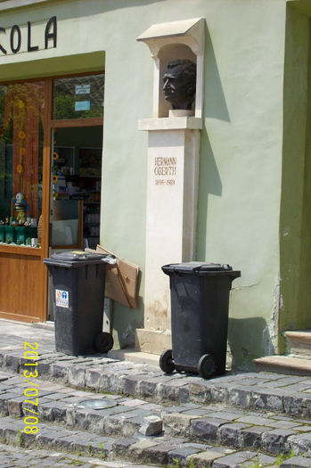 PUBELE PENTRU GUNOI  CE INCADREAZA BUSTUL LUI HERMAN OBERTH. - DE GUSTIBUS  ET COLORIBUS NON DISPUTANDUM