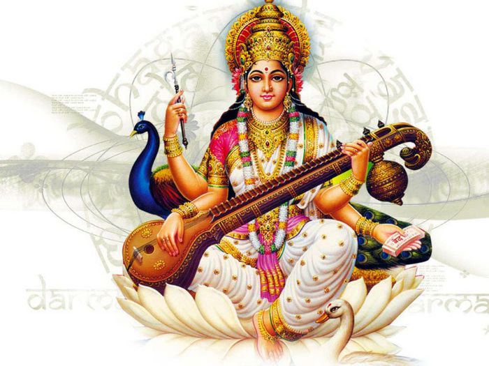 SARASWATI; -         este considerata Zeita cunoasterii, muzicii si artei;
-         zei%u0163a este adesea descris%u0103 ca fiind o femeie frumoas%u0103, cu pielea deschis%u0103 la culoare, 
