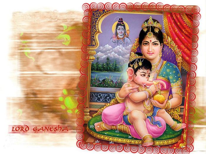 PARVATI; -         este considerata Mama divina suprema. Este mama Zeilor Ganesha si Skanda;
-         in reprezentarile sale, apare mereu in spatele unui tigru sau a unui leu, la fel ca si Shakti sau Durga;
-
