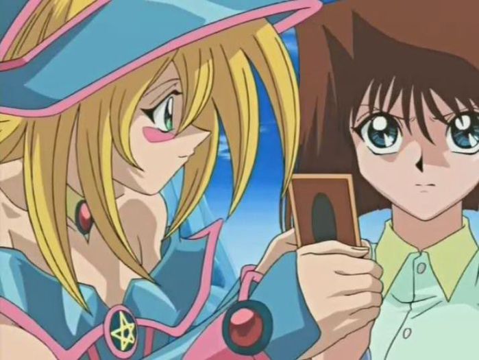 Dark_Magician_Girl_encourages_Téa - Yi Gi Oh