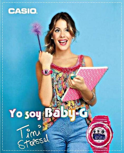 ;; Tini este noua ambasadoare a mărcii de ceasuri " Baby - G " , în Argentina .