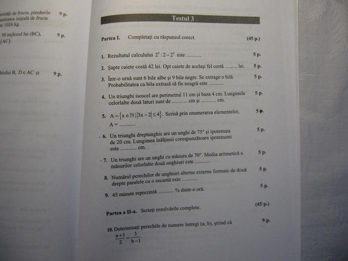 Test initial 1a - Teste clasa a VII-a