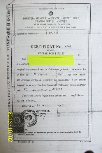 ORICE UTILIZATOR DE CANTAR TREBUIE SA FIE AUTORIZAT; Pana in anul de dezastru 1989 decembrie,existau legi precise si respectate ,bine gandite si aplicate. Una dintre acestea era si cea de a fi autorizat orice negustor care utilizeaza o unitate de masura
