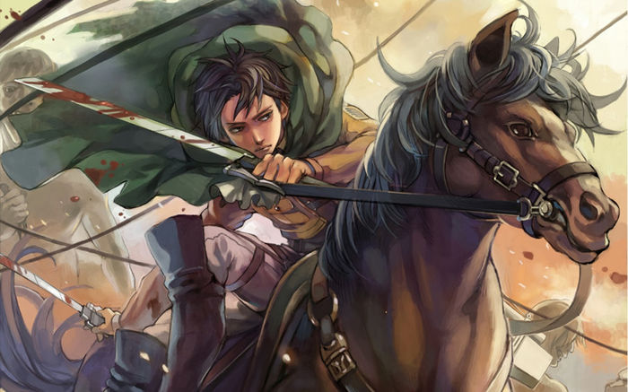 Levi-Riding-Horse-Blood-Weapon-attack-on-titan-shingeki-no-kyojin-anime-hd-wallpaper-Male - Shingeki no kyojin