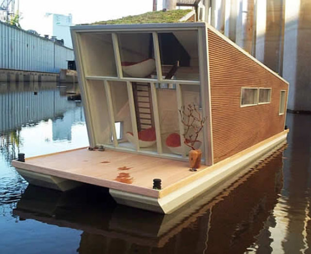 small-green-houseboat
