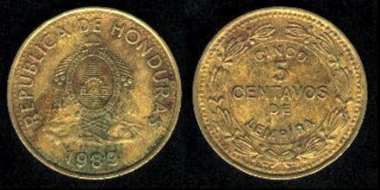 5 centavos, 1989, 642; Honduras
