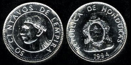 50 centavos, 1991, 645; Honduras
