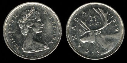 25 centi, Canada, Elisabeta II, 1975 - America de Nord si Arhipelagul Caraibean