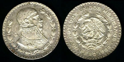 1 peso, mexic, Jose Morelos Y Pavon, 1960,109