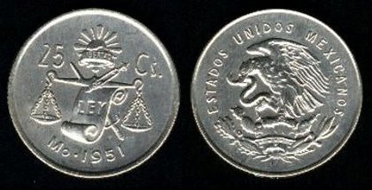 25 centavos, 1950, 258 - America de Nord si Arhipelagul Caraibean