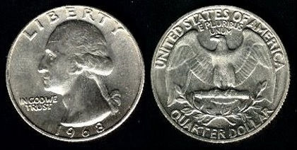 25 centi, S.U.A., George Washington, 1968, 104