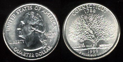 25 cent, 1999, Connecticut, 874 - America de Nord si Arhipelagul Caraibean