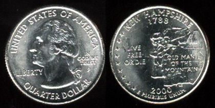 25 centi, comem. statul New Hampshire, 104-1 - America de Nord si Arhipelagul Caraibean