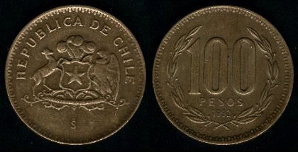 100 pesos, 1993, Chile, 562