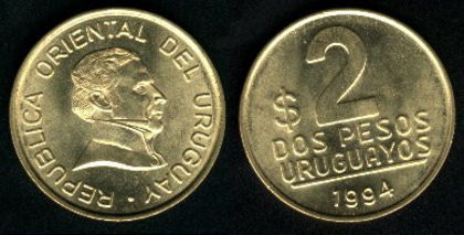 2 pesos, Uruguay, Artigas, 1998, 517
