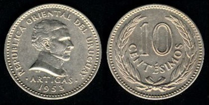 10 centesimos, 1953, Artigas, 768