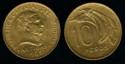 10 pesos, 1968, Artigas, 766