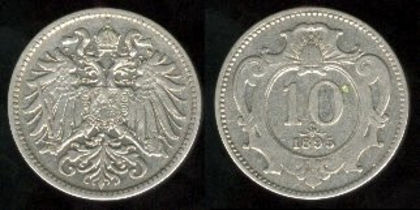 10 heller, Austria, 1895, Franz Joseph I, 506 - Europa