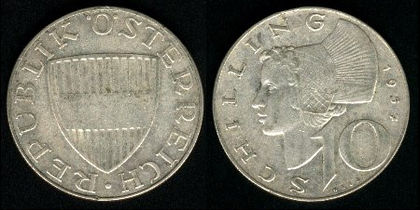 10 schilling, 1957, 295 - Europa