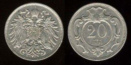 20 heller, Austria, 1894, Franz Joseph I, 507