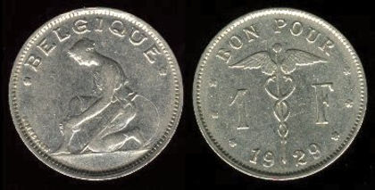1 franc, Belgia, 1922, 150