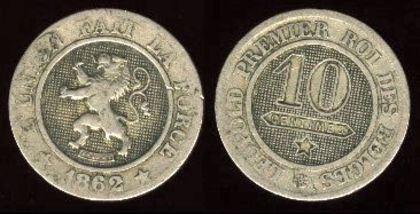 10 centi, Belgia, Leopold I, 1861,59