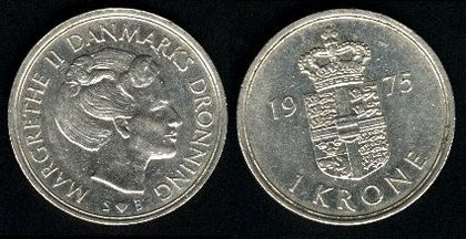 1 krone, 1973, Margarethe II, 596