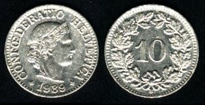10 rappen, Elvetia, 1979,185