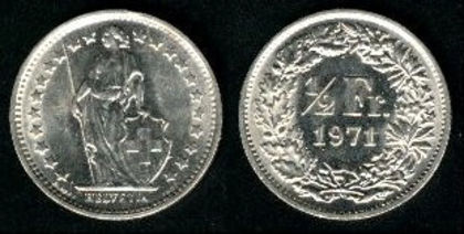 jum franc, Elvetia, 1977, 57a